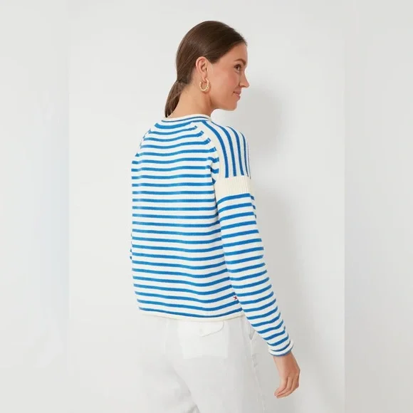 Alex Mill Mariner Roll Neck Sweater in Ultramarine and Ivory - Picture 6 of 15